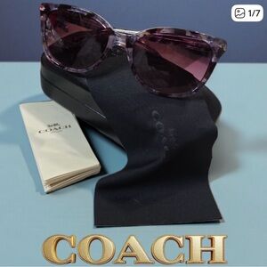 Coach Purple Tortoise Sunglasses For Women With Case EUC